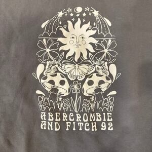 Abercrombie & Fitch Gray Graphic Crewneck Sweatshirt Sun Mushroom Women's S